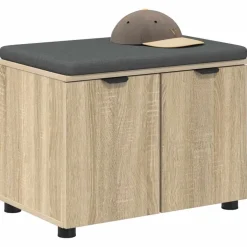 vidaXL Halbank met kussen met plank Sonoma Eiken 60 x 38 x 46 cm