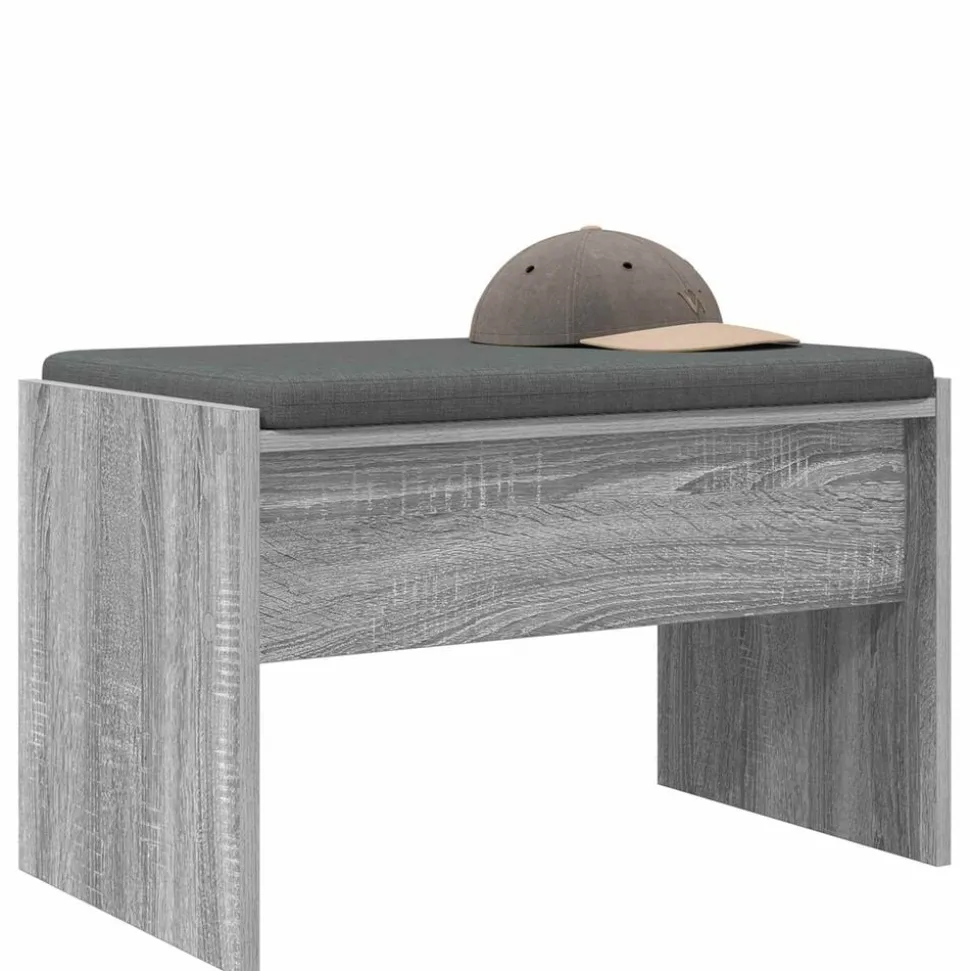 vidaXL Halbank met kussen Grijs Sonoma 63 x 38 x 40 cm