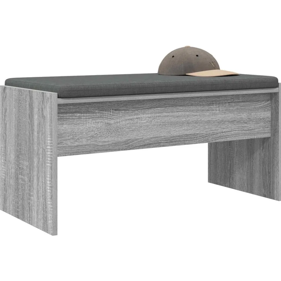 vidaXL Halbank met kussen Grijs Sonoma 83 x 38 x 40 cm