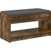 vidaXL Halbank met kussen met plank Gerookte Eik 83 x 38 x 45 cm