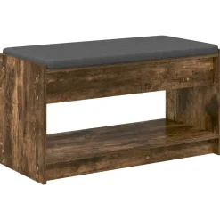 vidaXL Halbank met kussen met plank Gerookte Eik 83 x 38 x 45 cm