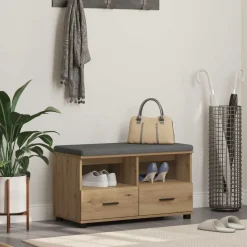 vidaXL Halbank met kussen met lade Artisan Eik 80 x 38 x 46 cm