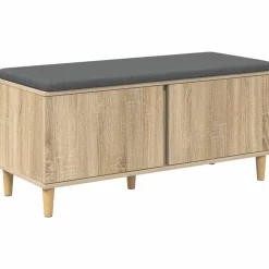 vidaXL Halbank met kussen met opslag Sonoma Eiken 100 x 38 x 46 cm