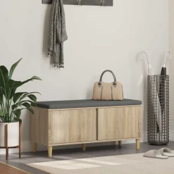 vidaXL Halbank met kussen met opslag Sonoma Eiken 100 x 38 x 46 cm