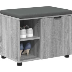 vidaXL Halbank met kussen met plank Grijze Sonoma 60 x 38 x 46 cm