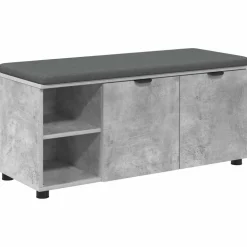 vidaXL Halbank met kussen met plank Beton Grijs 100 x 38 x 46 cm