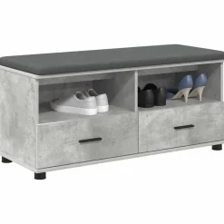 vidaXL Halbank met kussen met lade Beton Grijs 100 x 38 x 46 cm