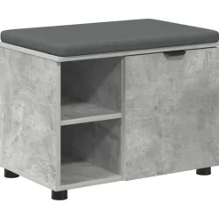 vidaXL Halbank met kussen met plank Beton Grijs 60 x 38 x 46 cm