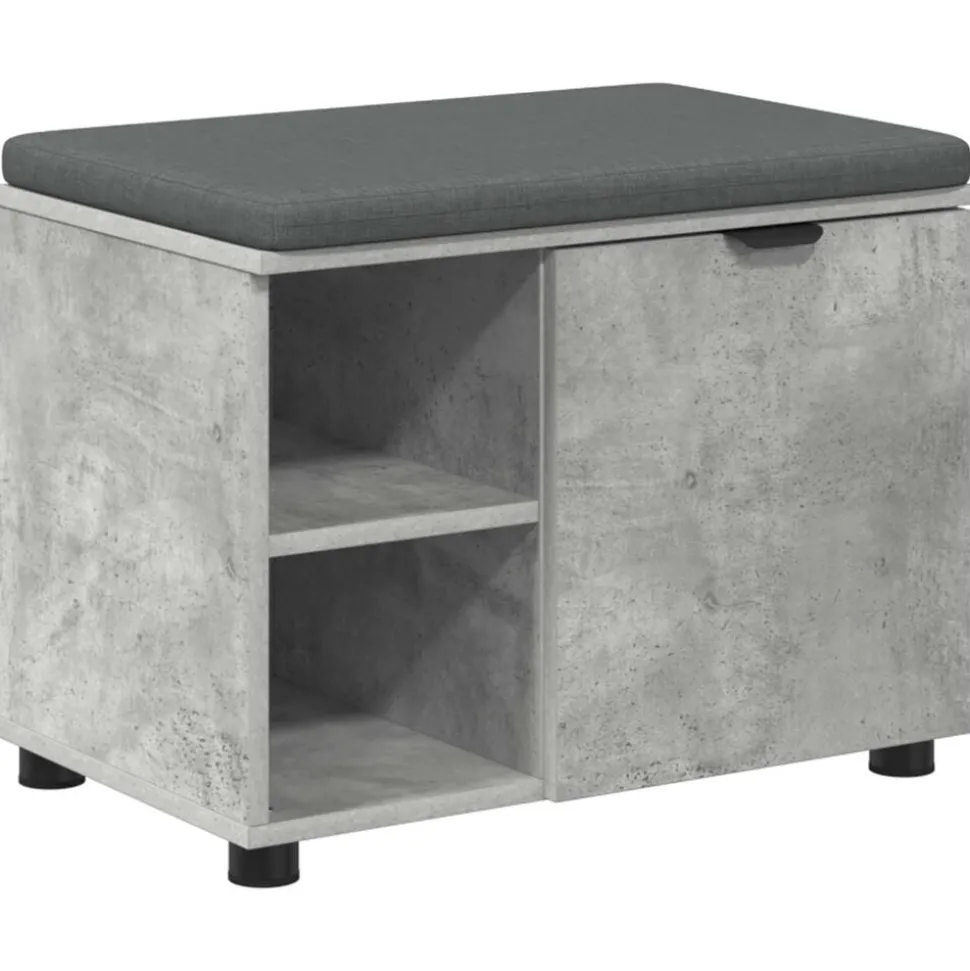 vidaXL Halbank met kussen met plank Beton Grijs 60 x 38 x 46 cm