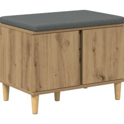 vidaXL Halbank met kussen met opslag Artisan Eik 60 x 38 x 46 cm