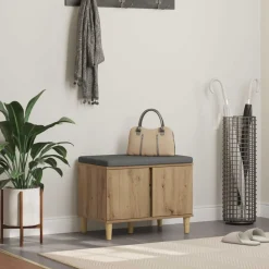 vidaXL Halbank met kussen met opslag Artisan Eik 60 x 38 x 46 cm