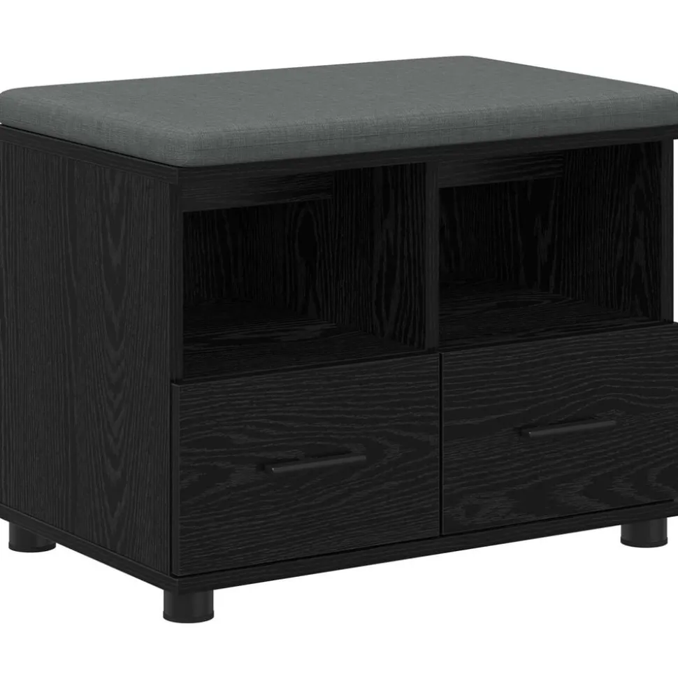 vidaXL Halbank met kussen met lade Zwarte Eik 60 x 38 x 46 cm