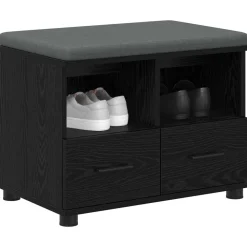 vidaXL Halbank met kussen met lade Zwarte Eik 60 x 38 x 46 cm