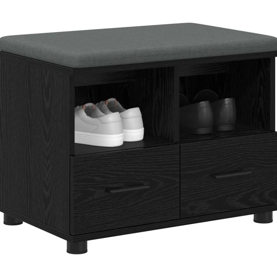 vidaXL Halbank met kussen met lade Zwarte Eik 60 x 38 x 46 cm