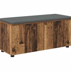 vidaXL Halbank met kussen met plank Oudhout 100 x 38 x 46 cm