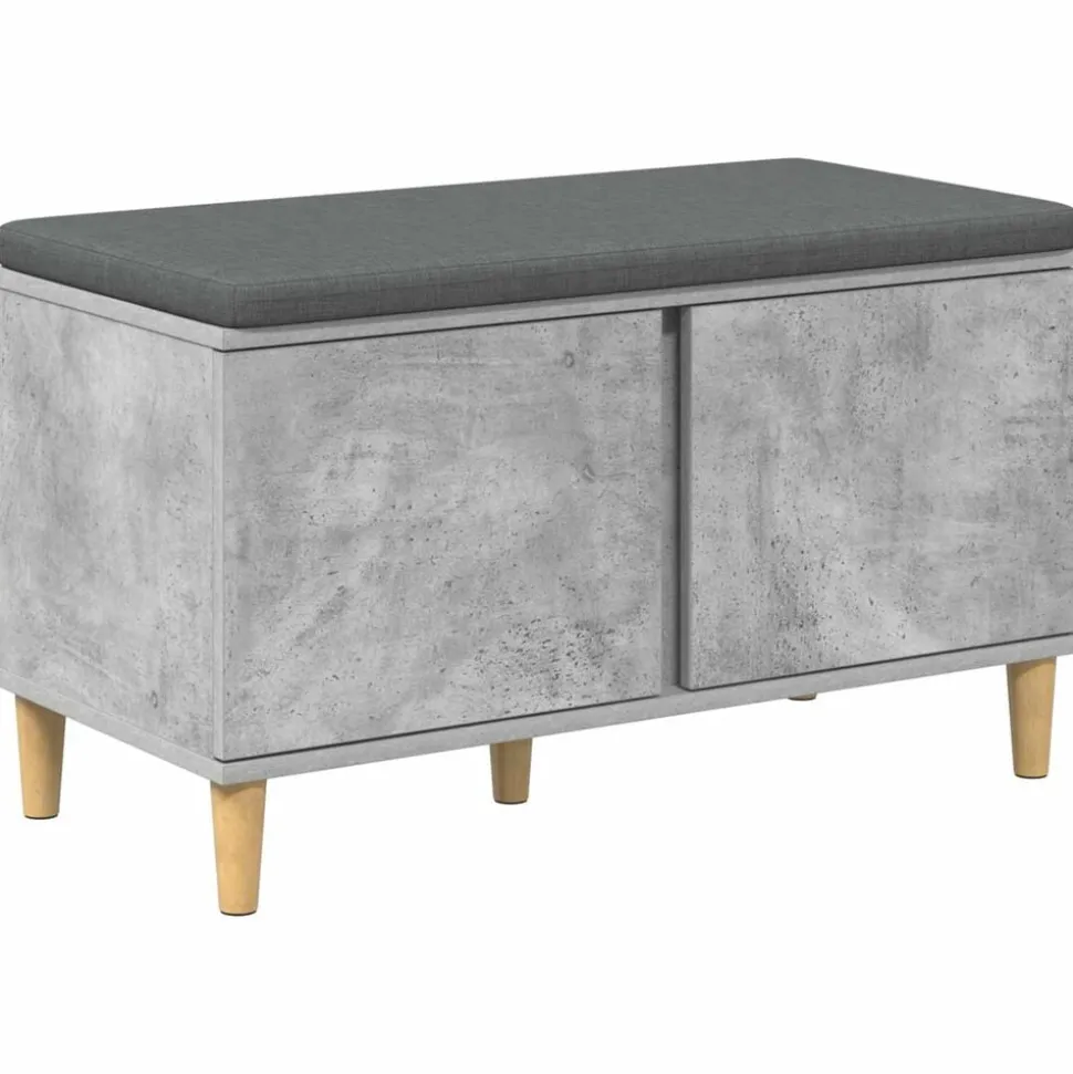 vidaXL Halbank met kussen met opslag Beton Grijs 80 x 38 x 46 cm
