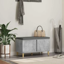 vidaXL Halbank met kussen met opslag Beton Grijs 80 x 38 x 46 cm