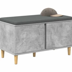 vidaXL Halbank met kussen met opslag Beton Grijs 80 x 38 x 46 cm