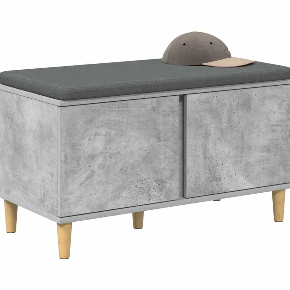 vidaXL Halbank met kussen met opslag Beton Grijs 80 x 38 x 46 cm