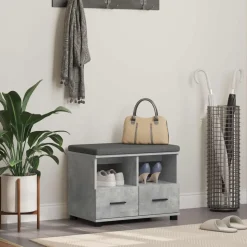 vidaXL Halbank met kussen met lade Beton Grijs 60 x 38 x 46 cm
