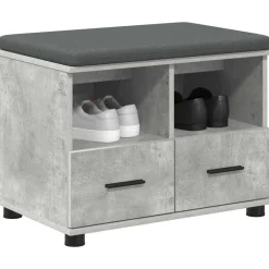 vidaXL Halbank met kussen met lade Beton Grijs 60 x 38 x 46 cm
