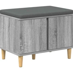 vidaXL Halbank met kussen met opslag Grijze Sonoma 60 x 38 x 46 cm