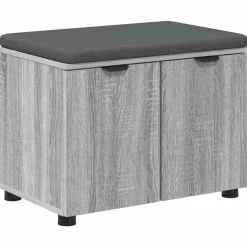 vidaXL Halbank met kussen met plank Grijze Sonoma 60 x 38 x 46 cm