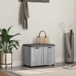 vidaXL Halbank met kussen met plank Grijze Sonoma 60 x 38 x 46 cm
