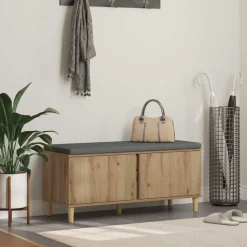 vidaXL Halbank met kussen met opslag Artisan Eik 100 x 38 x 46 cm
