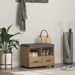 vidaXL Halbank met kussen met lade Artisan Eik 60 x 38 x 46 cm