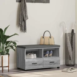 vidaXL Halbank met kussen met lade Grijze Sonoma 80 x 38 x 46 cm