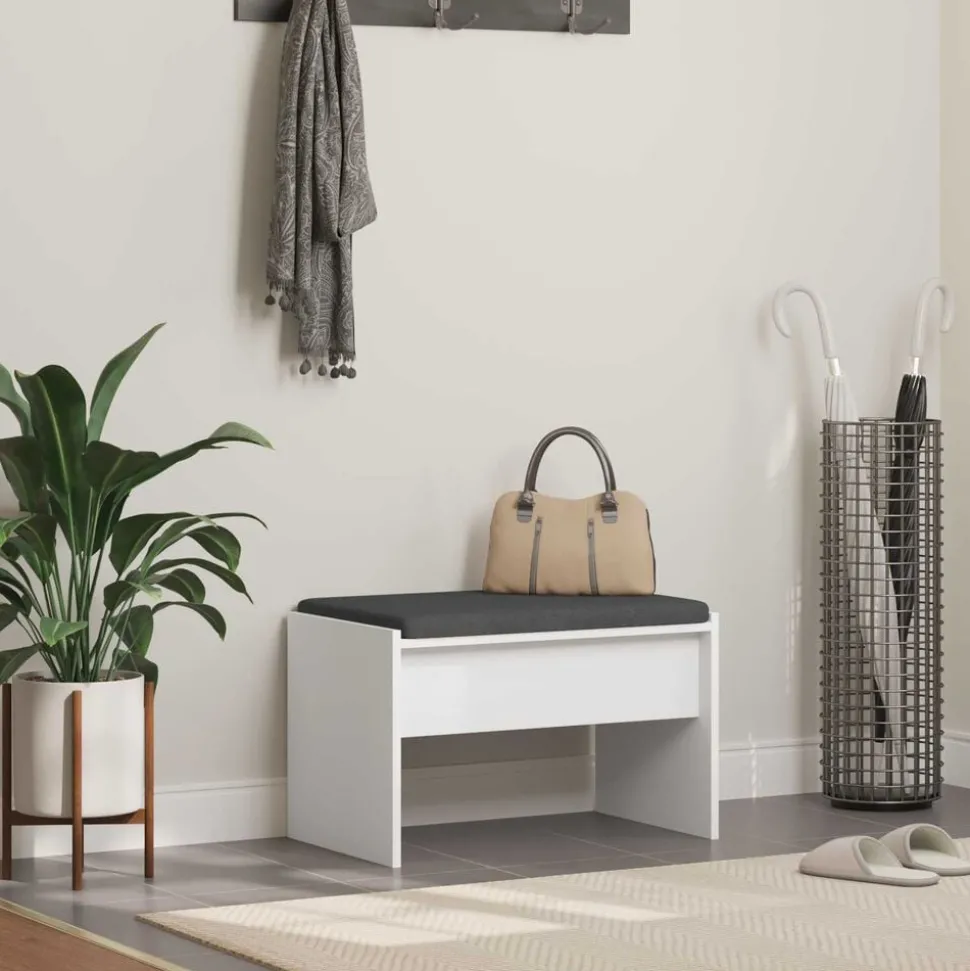 vidaXL Halbank met kussen Wit 63 x 38 x 40 cm