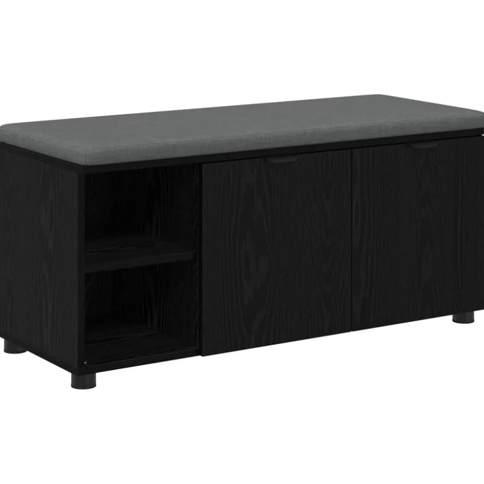 vidaXL Halbank met kussen met plank Zwarte Eik 100 x 38 x 46 cm