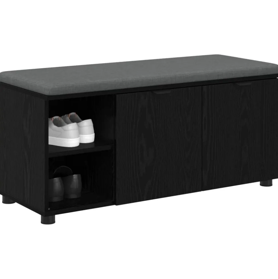 vidaXL Halbank met kussen met plank Zwarte Eik 100 x 38 x 46 cm