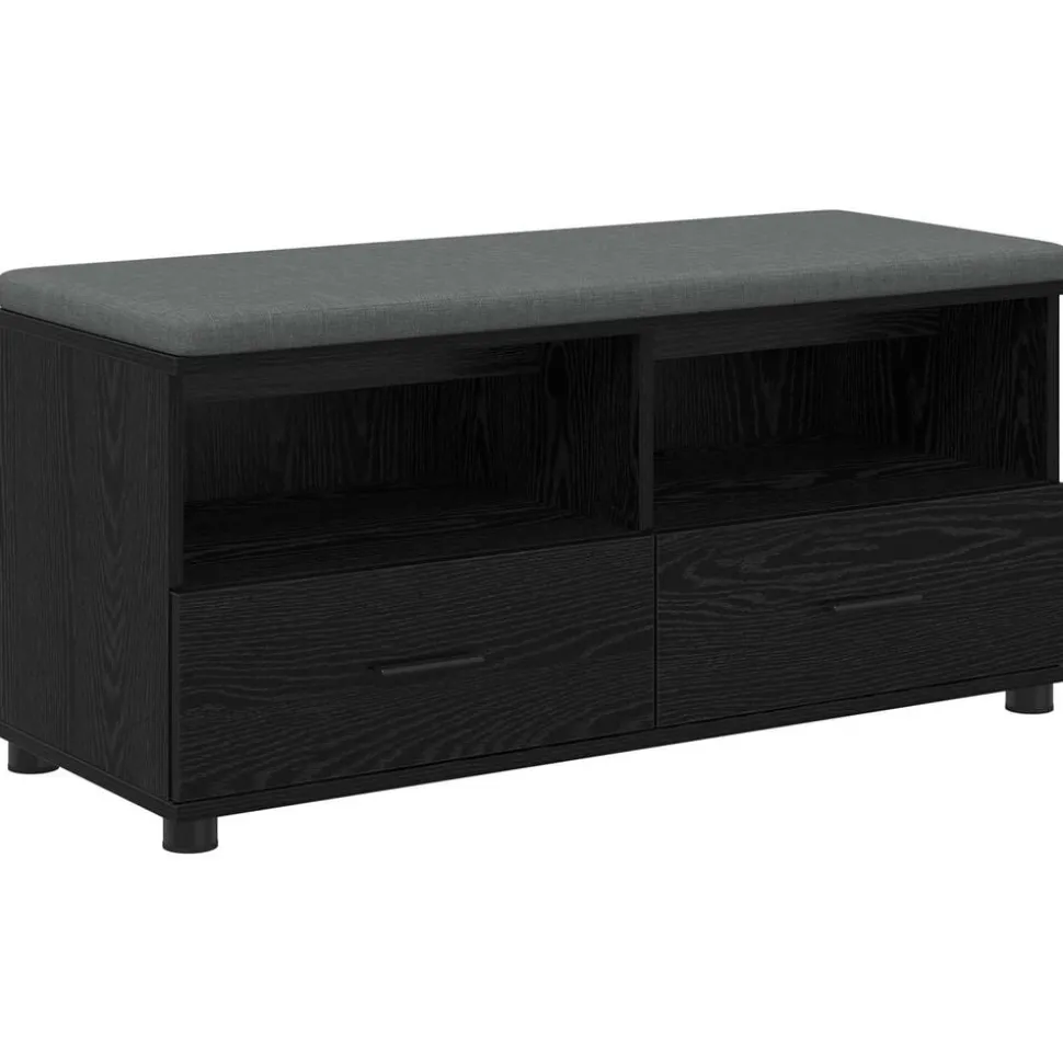 vidaXL Halbank met kussen met lade Zwarte Eik 100 x 38 x 46 cm