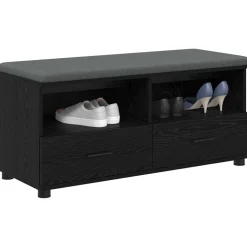 vidaXL Halbank met kussen met lade Zwarte Eik 100 x 38 x 46 cm