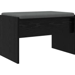 vidaXL Halbank met kussen Zwart Eiken 63 x 38 x 40 cm