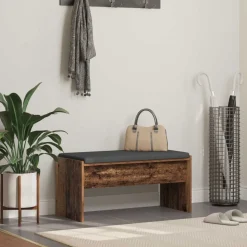 vidaXL Halbank met kussen Oudhout 83 x 38 x 40 cm