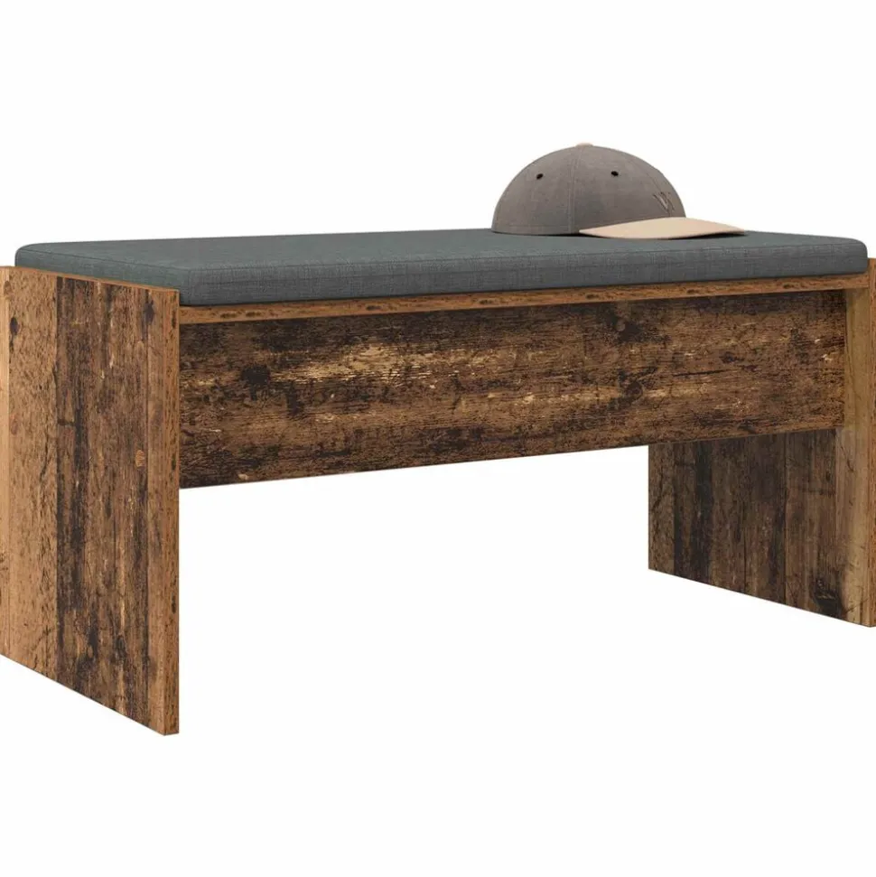 vidaXL Halbank met kussen Oudhout 83 x 38 x 40 cm