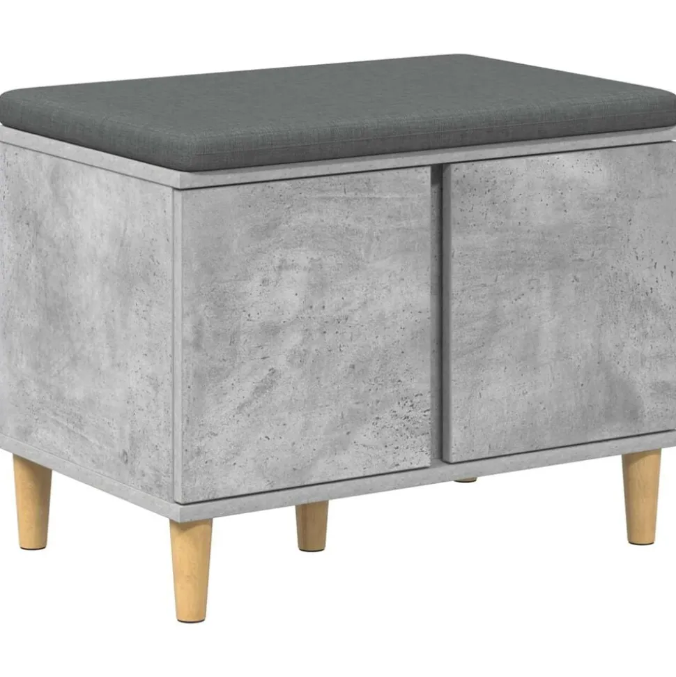 vidaXL Halbank met kussen met opslag Beton Grijs 60 x 38 x 46 cm