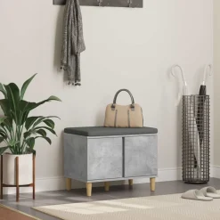 vidaXL Halbank met kussen met opslag Beton Grijs 60 x 38 x 46 cm