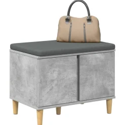 vidaXL Halbank met kussen met opslag Beton Grijs 60 x 38 x 46 cm