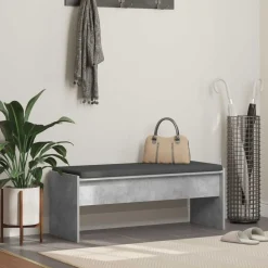 vidaXL Halbank met kussen Beton Grijs 103 x 38 x 40 cm