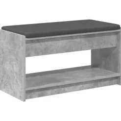 vidaXL Halbank met kussen met plank Beton Grijs 83 x 38 x 45 cm