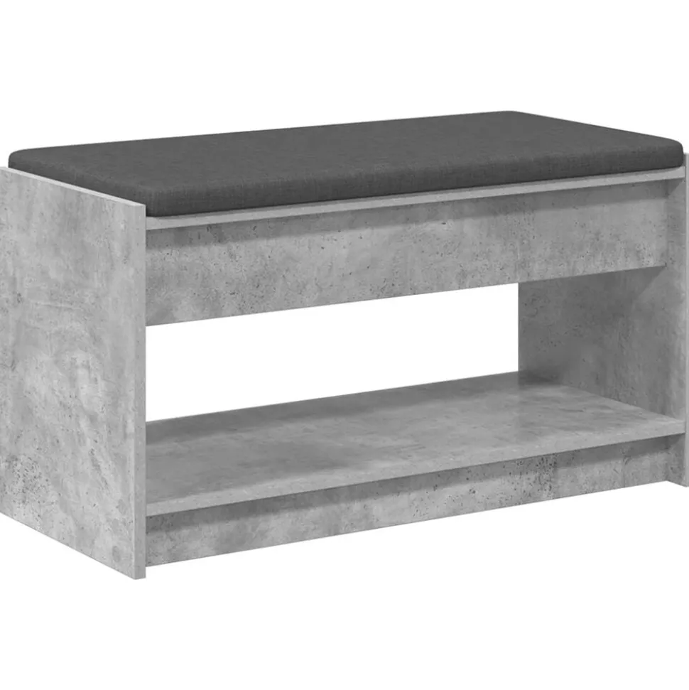 vidaXL Halbank met kussen met plank Beton Grijs 83 x 38 x 45 cm
