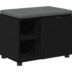 vidaXL Halbank met kussen met plank Zwarte Eik 60 x 38 x 46 cm