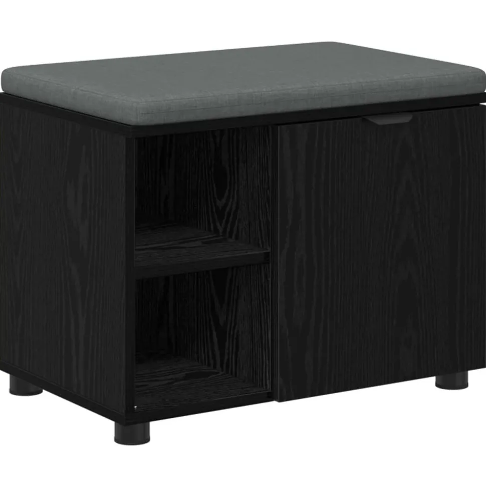 vidaXL Halbank met kussen met plank Zwarte Eik 60 x 38 x 46 cm