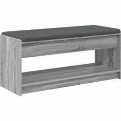 vidaXL Halbank met kussen met plank Grijze Sonoma 103 x 38 x 45 cm