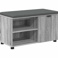 vidaXL Halbank met kussen met plank Grijze Sonoma 80 x 38 x 46 cm