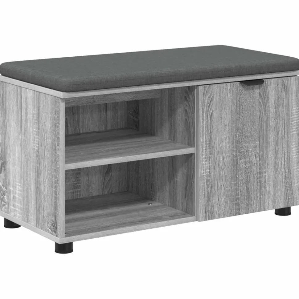 vidaXL Halbank met kussen met plank Grijze Sonoma 80 x 38 x 46 cm